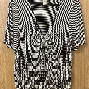 American Rag Black and White Striped Blouse